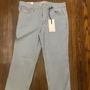 Blue and White Striped Women Jeans